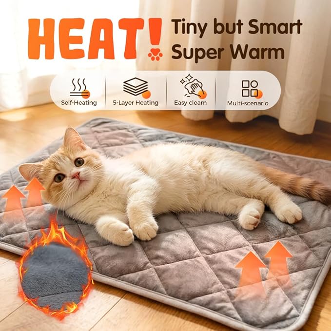Self Heating Pad for Dog & Cat, 2026 New Self Warming Pet Bed Dog Heating Pad, Non-Slip & Washable, Non Electric Pet Warming Pad Sleeping Mat for Small Medium Large Dogs (Blue, L: 22.8"x34.6")