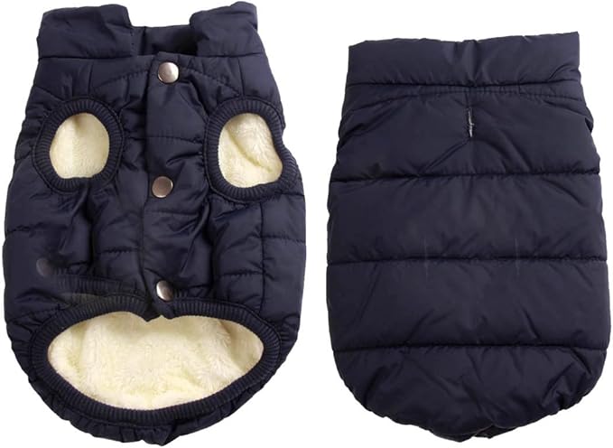 JoyDaog 2 Layers Fleece Lined Warm Dog Jacket for Winter Cold Weather,Soft Windproof Medium Dog Coat,Blue XL