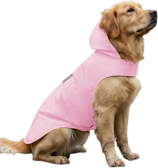 Dog Raincoat Reflective Adjustable Hooded Pet Rain Jacket Poncho with Leash Hole for Dogs S-5XL