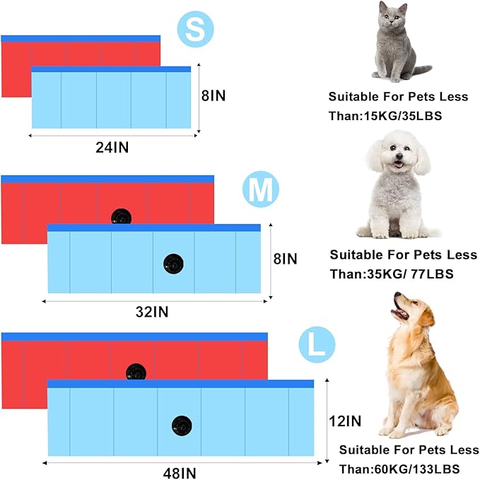 Enenes Folding Dog Pool 32x8 Inch Portable PVC Pet Swimming Pool & Bath Tub with Drawstring Storage Bag Collapsible Ball Pit for Indoor/Outdoor Use, Puppy Bath Tub for Dogs, Cats, Puppies