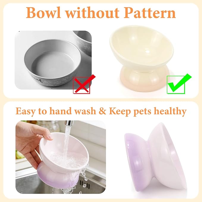 Elevated Cat Food Bowl 4 Pack 5 Oz Ceramic Raised Tilted Water Dishes, 15° Tilt Anti Vomiting, Protect Pets' Spines Bowls for Small Dog, Fat Faced Cat, Kitten