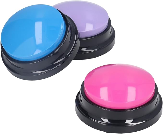 RiToEasysports Dog Buttons, Easy Operation Communication Training Tool, Talking Buttons for Dogs, 3 Pack Pink Purple for Pet Owners Trainers and Communication Needs