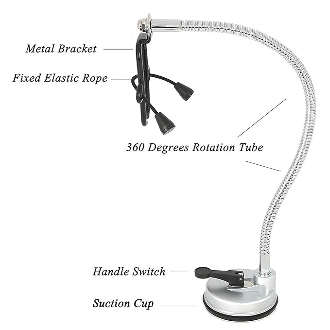 Adjustable Hair Dryer Holder Stand, 360 Degree Freely Rotation Hair Dryer Wall Universal Holder, Hands Hair Blower Stand with Suction Cup