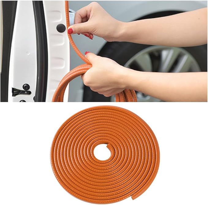 Osilly Car Door Edge Guards, 16Ft Rubber Seal Car Door Edge Trim, U Shape Door Edge Protector Guard, Aluminum Weather Proofing Automotive Door Edge Molding Protection for Most Car (Orange)