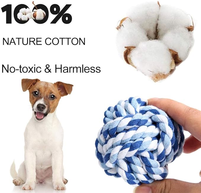 Dog Rope Ball 2Pack - Medium Breeds Knot Ball Rope Toys for Puppies to Medium Dogs, Teething Chewing, Tug and Boredom Relief