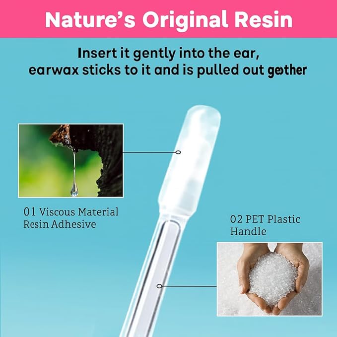 Sticky Ear Cleaning Stick 24 Pack, Adhesive Ear Cleaner with Washable Design, Reusable Soft Sticky Ear Swabs for Gentle Ear Cleaning, Portable Ear Wax Removal for Adults (Olive Green)