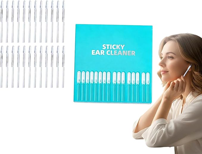 Earwax Removal Adhesive Swabs, 2026 New Reusable Ear Wax Removal Tools with Dust Cover,Home Personal Care Hygiene Kit for Adults (24pcs Large Size)