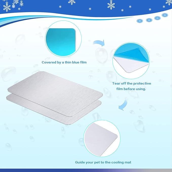 Rabbit Cooling Pad, 11.8x7.9 IN Hamster Cooling Mat Pet Cool Plate for Rabbit Bunny Hamster Guinea Pig & Other Small Pets Stay Cool This Summer - Bite Resistance Pet Cooling Pad Ice Bed (2PCS)