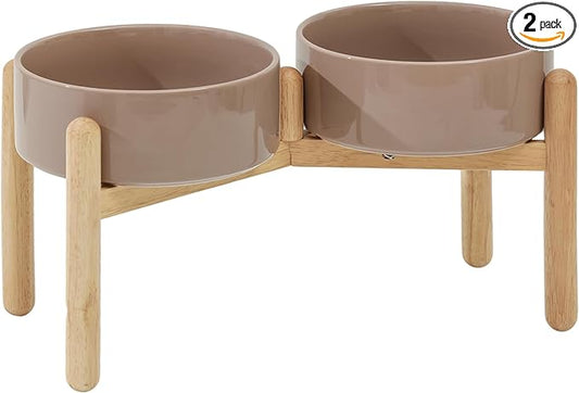 Havniva 8.3inch Ceramic Raised Dog Bowl with Stand, Double Dog Bowls Elevated for Large Breed Dog Food and Water Bowl Set Non-Slip Dog Dish Large Capacity Feeding Pet Water Bowl
