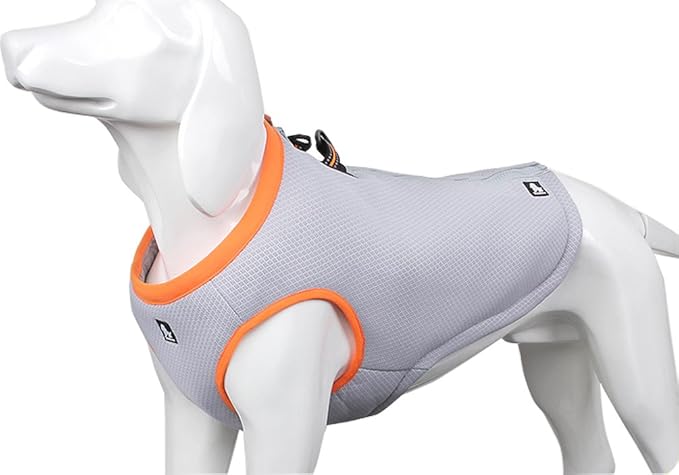 SGODA Dog Cooling Vest Harness Cooler Jacket Grey Orange Medium