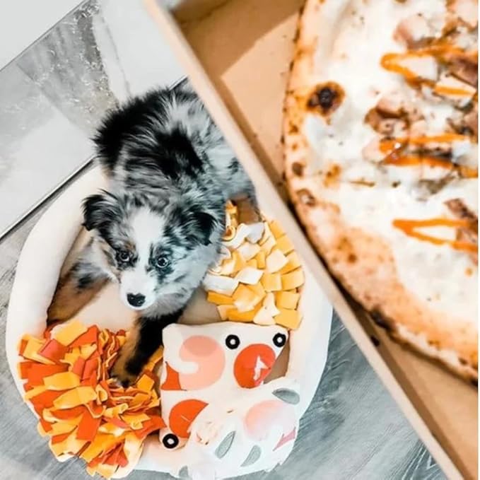 Dog Snuffle Mat Slow Feeding Mats Sniffing Puzzle Toys Interactive Burrow Activity Hide and Seek Enrichment Toys for Foraging Training Dog Gifts for Small Medium Large Dogs (Pizza)