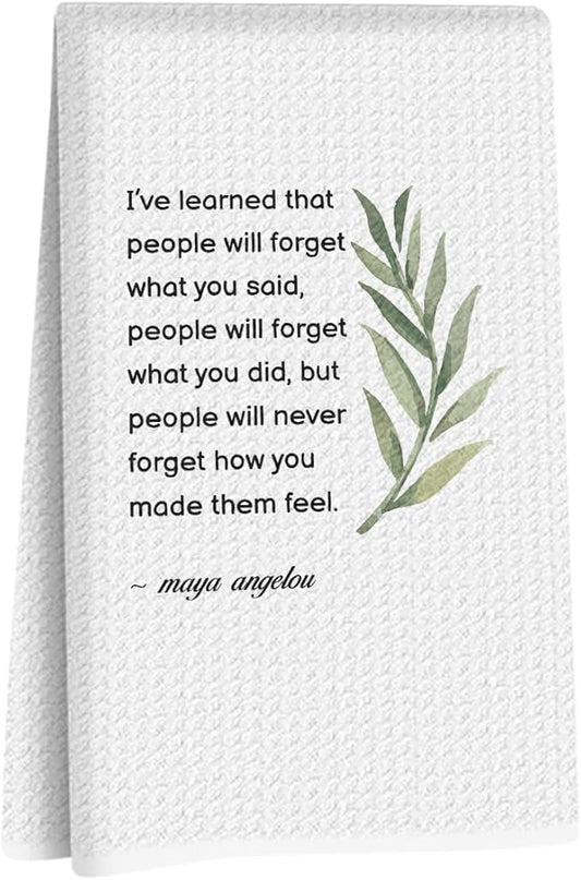 Hostess Gifts Kitchen Towels - Hostess Gifts for Women, Inspirational Quote Waffle Weave Absorbent Hand Cloth Tea Towels, Reusable Dishcloth Towel for Kitchen Bathroom Decor 14x24 Inch (White)