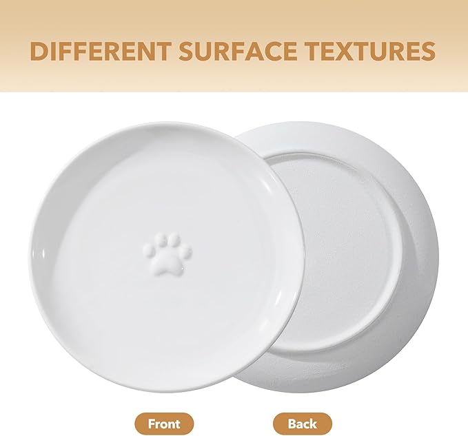 Havniva Cat Bowls Elevated 5.6” Ceramic Cat Bowl with Stand Whisker Friendly Shallow Cat Dishes, Cat Food & Water Bowl Set with Two Heights Options, Anti-Slip Raised Cat Food Bowl for Kitten