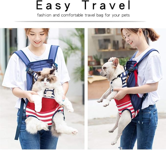Dog Backpack Carrier Small Dog Backpack, Pet Dog Front Backpack Legs Out Chest Carrier for Small Dogs, Cat Backpack Carrier Dogs Travel Back Pack Hands-Free Hiking Bike Motorcycle (Size:11–19 lbs)