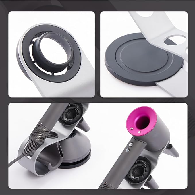 Lomani Hair Dryer Storage Rack for Dyson Hair Dryer Holder for Upgraded Stand Stores 5 Attachments HD03.08.12.15.16.19-Silver