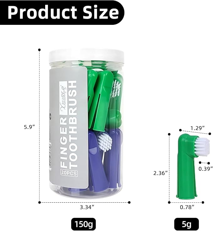 20Pcs Dog Finger Toothbrush with Soft Nylon Bristles Dog Toothbrush Finger Dog Teeth Cleaning Tool Pet Dental Care Toothbrush for Puppies Dogs Kittens Cats