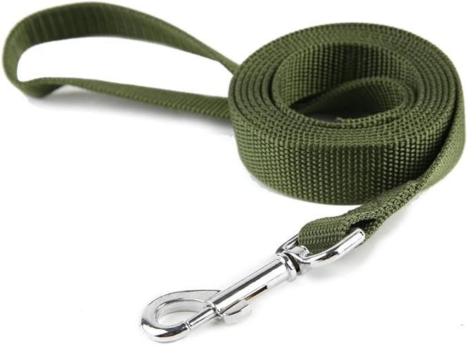 Nylon Dog Training Leash, Traction Rope, 4Ft /5 Foot /6 Feet Long, 5/8 inch 3/4 Inch 1 Inch Wide, for Small and Medium Dogs (Green, 1'' x 15 FT)