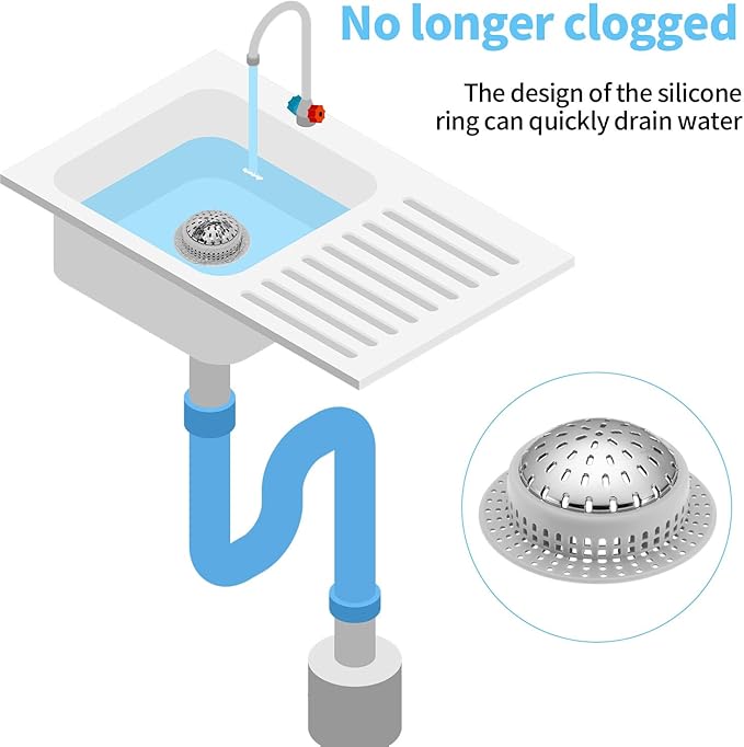 Aluvor Bathtub Drain Hair Catcher Shower Drain Cover Sink Drain Protector for Pop-Up & Regular Drains, Grey