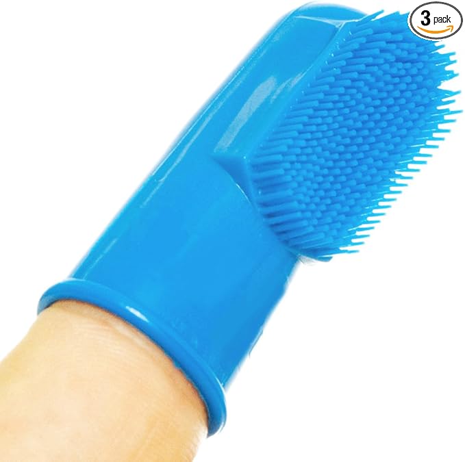 Pet Republique Dog Finger Toothbrush Set of 3 - Dental Hygiene Brushes for Small to Large Dogs, Cats, and Most Pets - Small Size Finger Opening