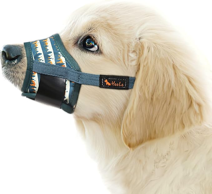 HEELE Dog Muzzle,Soft Nylon Muzzle Anti Biting Barking Chewing,Air Mesh Breathable Drinkable Adjustable Loop Pets Muzzle for Small Medium Large Dogs 4 Colors 4 Sizes (P-Green Valley, XS)