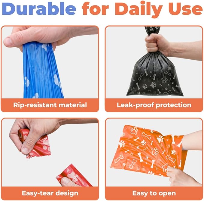 Best Pet Supplies Dog Poop Bags for Waste Refuse Cleanup, Doggy Roll Replacements for Outdoor Puppy Walking and Travel, Leak Proof and Tear Resistant, Thick Plastic - Assorted, 360 Bags