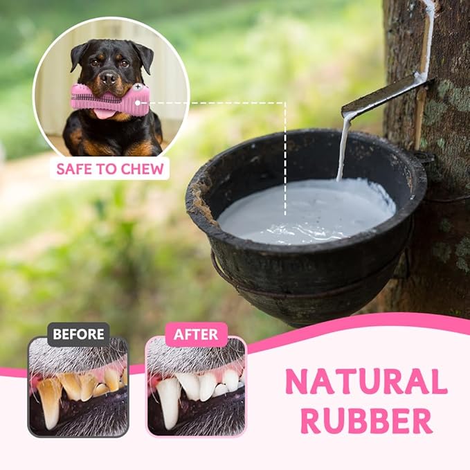 Dog Toys for Aggressive Chewers, Indestructible Dog Chew Toys for Medium Large Breed, Interactive Tough Dog Squeaky Toys to Keep Them Busy, Natural Rubber Durable Dog Toothbrush Teeth Cleaning Toys