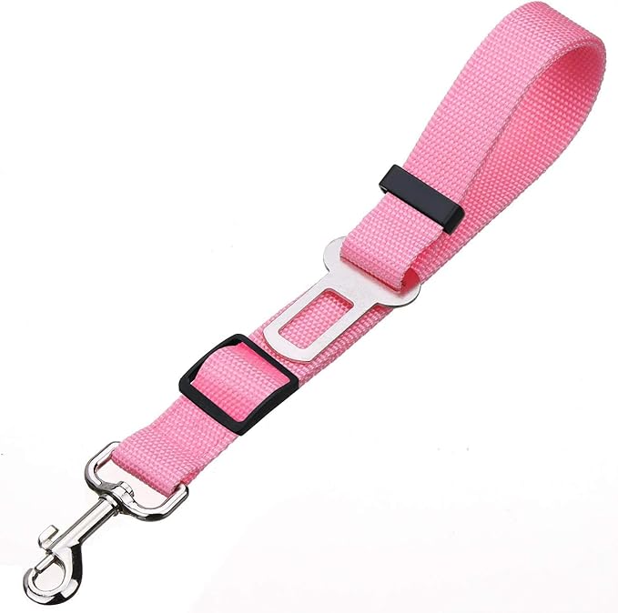 Elisel Elisel 2 Packs Adjustable Length Pet Dog Cat car seat Belt Pet seat Belt Pet Accessories for Dogs Cats and Pets (Black Pink)