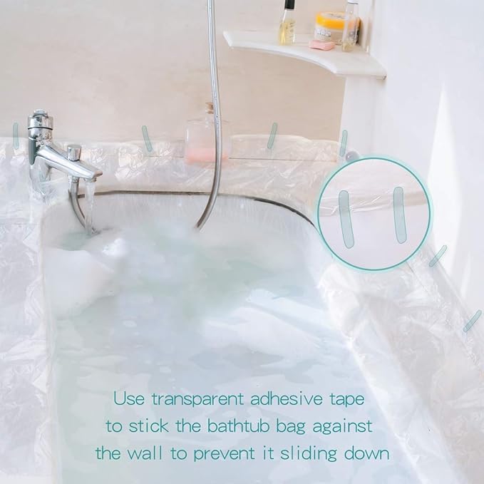 AGPTEK 12 Pack Disposable Bathtub Cover Liner, Large Bathtub Liner Plastic Bag for Salon, Household and Hotel Bath Tubs (102 x47 Inch)