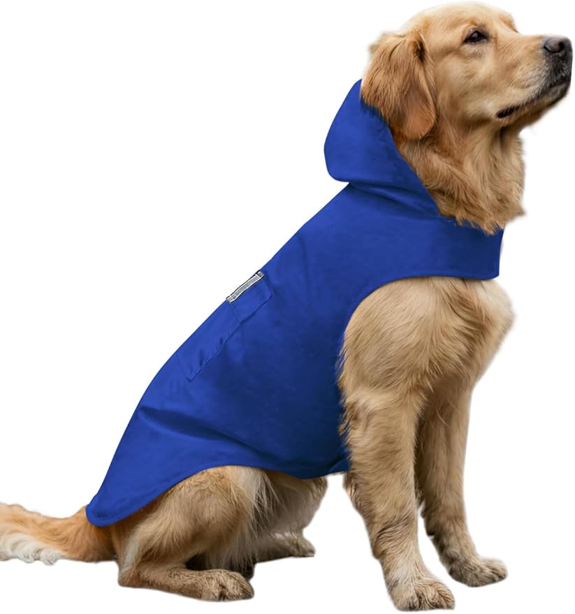 Dog Raincoat Reflective Adjustable Hooded Pet Rain Jacket Poncho with Leash Hole for Dogs S-5XL