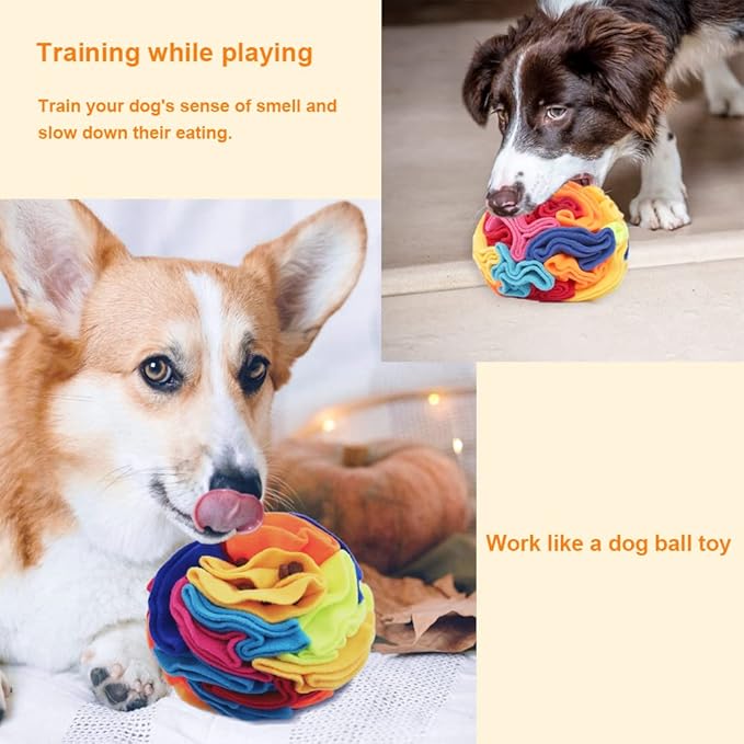 Ablechien Snuffle Ball and Rainbow Interactive Dog Snuffle Snake Puzzle Toy, Interactive Dogs Toys to Keep Them Busy, Puppy Dog Puzzle Toy with Storage Bag Machine Washable