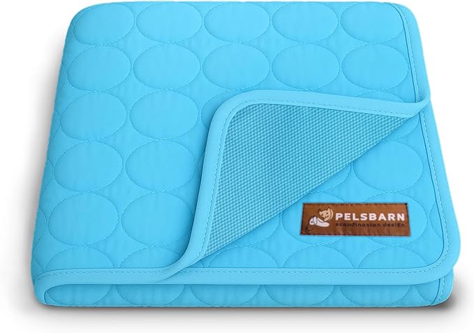 Pelsbarn Dog Cooling Mat- Ice Silk Summer Comfort, Self Cooling, Non-Slip Dog Pad, Durable & Washable, Mat for Extra Large Dogs 33 x 45, Support Shelter Dogs with Every Purchase (Blue)