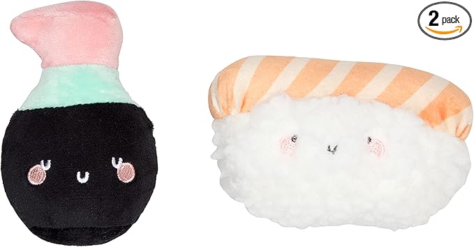 Pearhead Pet Interactive Plush, Chew, and Catnip Sushi & Soy Sauce Cat Toys, Set of 2, Owner Playtime Accessory, Must Have Kitten Accessories