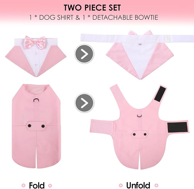AOFITEE Dog Tuxedo for Large Dogs, Formal Dog Suit and Tie, Gentle Dogs Wedding Party Suit Bow Tie Shirt, Pet Wedding Outfit with Detachable Bowtie Collar for Christmas Halloween Dress Up