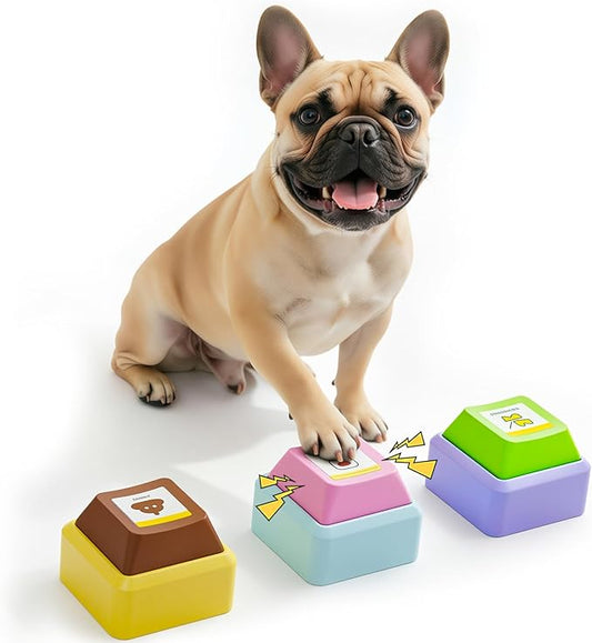 3 Pack Voice Recording Button, Dog Buttons for Communication, 36-Second Clear Voice Record with Fun Keyboard Key Design Talking Buttons Starter Set for Classrooms, Offices, Dog & Pet Training