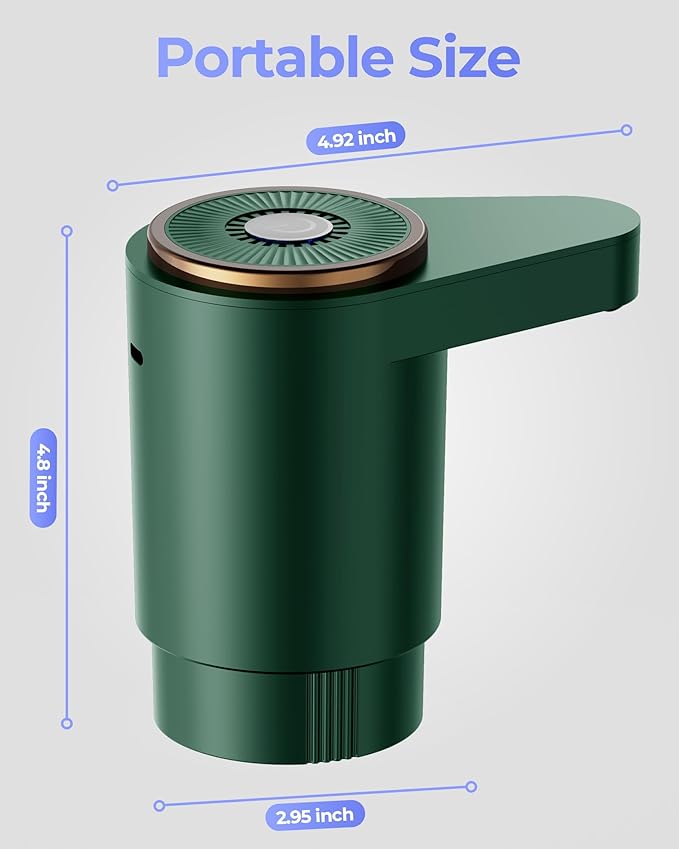Water Jug Pump for 5 Gallon Bottle – Portable Electric USB-C Charging Dispenser, Dual Powerful Motors, Fast Flow, Fits 2-5 Gallon Jugs – Ideal for Home, Office, Camping, RV, Dark Green
