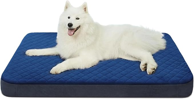 Large Dog Bed, Orthopedic Foam Big Dog Bed Mattress, 40 inch Joint Relief Pet Sleeping Beds, Non Slip Bottom with Removable Washable Cover, Dark Blue