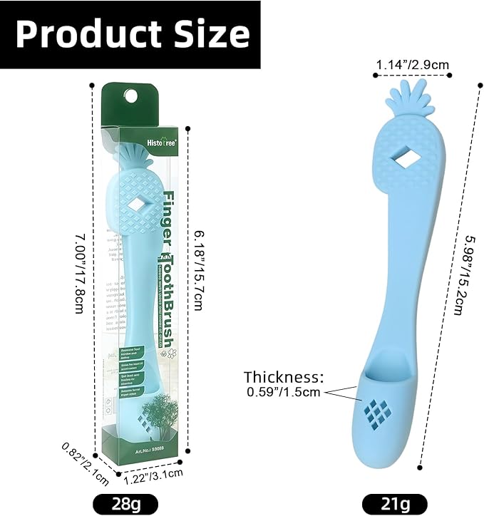 Blue Pineapple-Shaped Dog Finger Toothbrush Soft TPR Anti-Slip Dog Finger Toothbrush Cover Fun Cat Fingerbrush Tooth Cleaning Tool Pet Dental Care Toothbrush for Dogs and Cats 5.98in/15.2cm