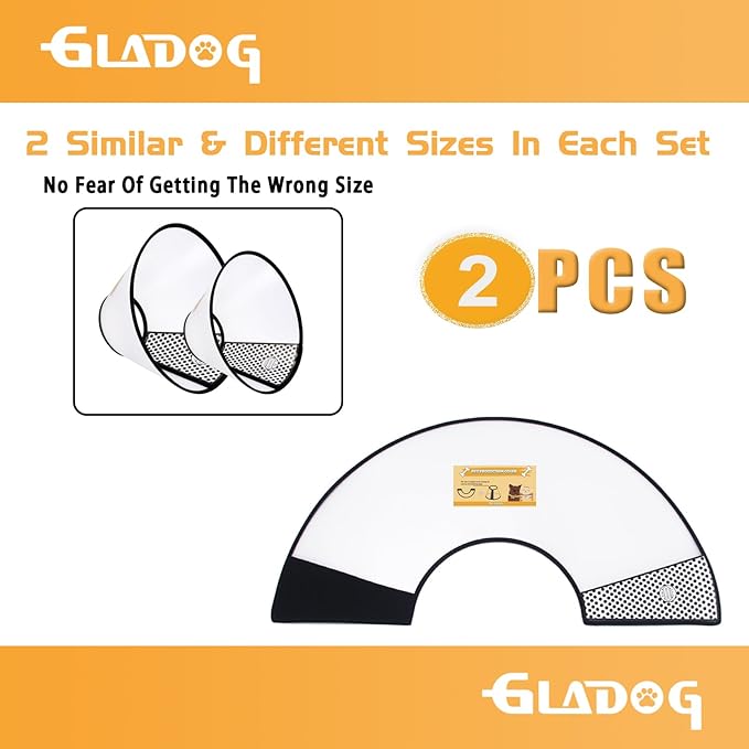 Soft Dog Cone Collar, 2 PCS (for Exact Size) Flexible Plastic Cone for Dogs After Surgery, Dog Recovery Collar, Adjustable E-Collar for Large/Medium/Small Dogs Cat, Comfy Elizabethan Collar (XXL)