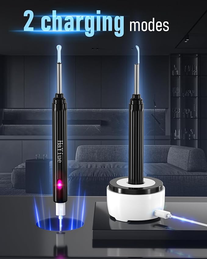 Ear Wax Removal Tool Camera, Ear Cleaner with Camera, Ear Cleaning Kit 1296P HD Ear Scope, 6 LED Lights and 6 Ear Picks, Earwax Removal with Otoscope to Earify Earwax for iOS and Android
