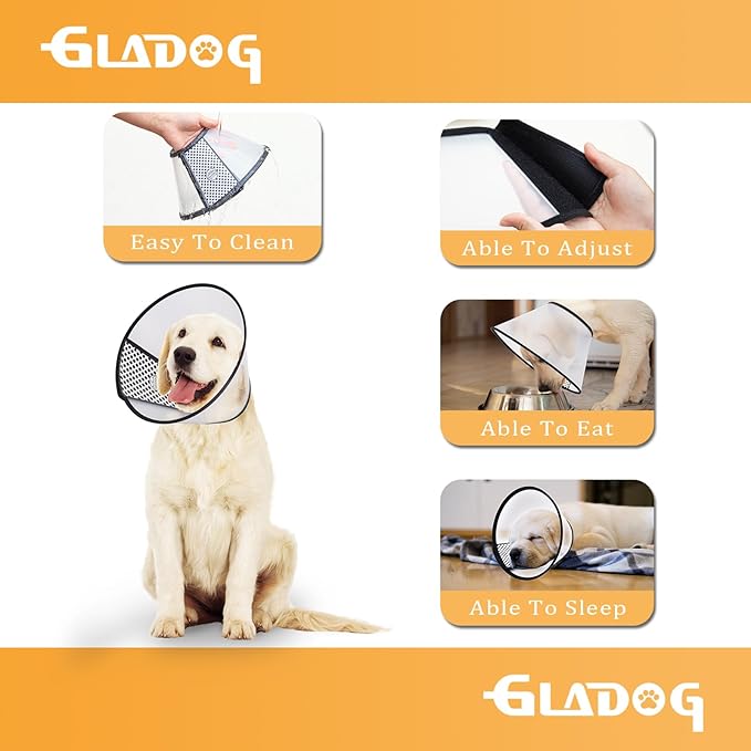 Soft Dog Cone Collar, 2 PCS (for Exact Size) Flexible Plastic Cone for Dogs After Surgery, Dog Recovery Collar, Adjustable E-Collar for Large/Medium/Small Dogs Cat, Comfy Elizabethan Collar (XXL)