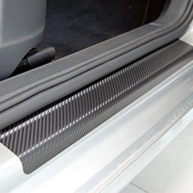 Door Sill Plate Protectors for Car - Rear Bumper Protector Guard, Universal Door Entry Guards Sill Scuff Cover Panel Step Protector, Trunk Door Entry Guards, Carbon Fiber, 9pcs/Set