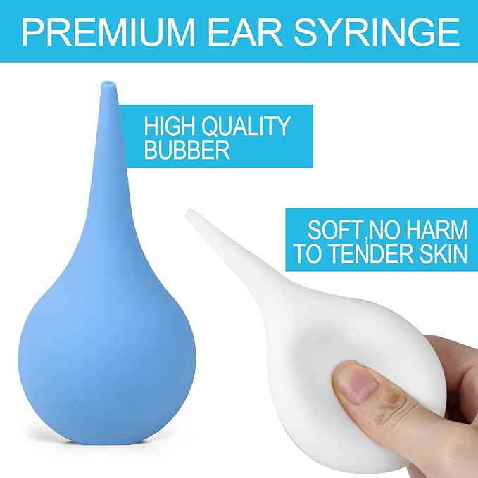 2 Pack Ear Syringe 3oz / 90ml Hand Bulb Syringe Ear Washing Squeeze Bulb, Rubber Squeeze Bulb Ear Syringe Ball Laboratory Tool