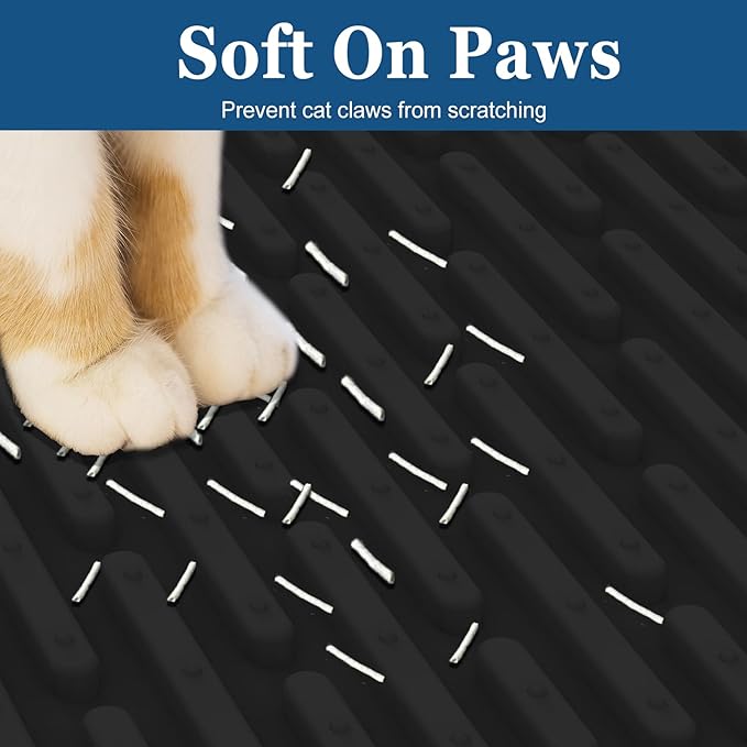 XXL Extra Large Silicone Cat Litter Trapping Mat for Scatter Control, 40"x30"(100cmx75cm) Waterproof Kitty Litter Box mat for Floor, Soft on Kitty Paws, Easy to Clean, Dark Blue