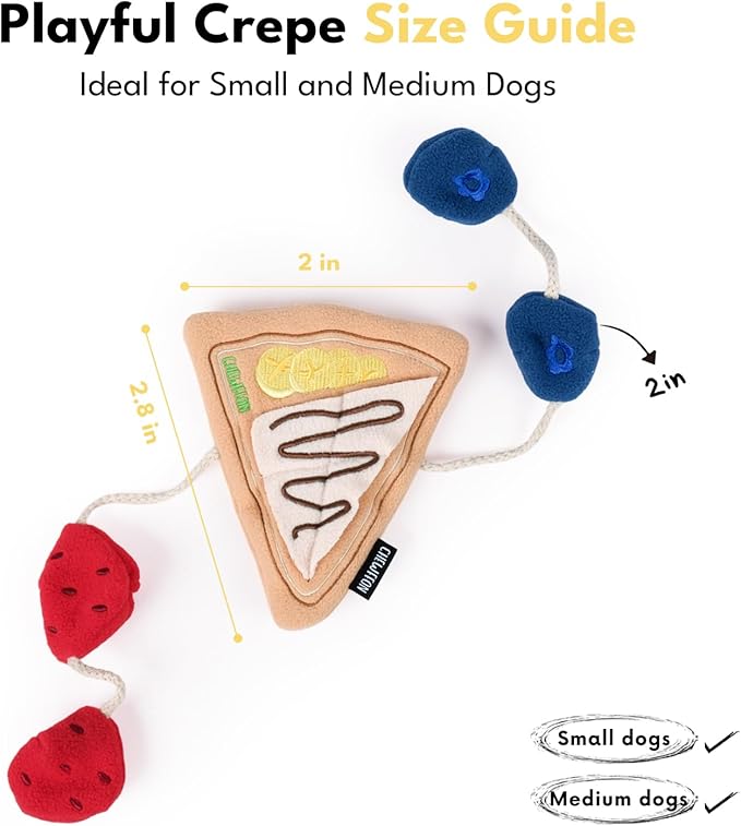 CHEWFFON Interactive Dog Snuffle Toy - Crepe-Shaped Enrichment Puzzle for Scent Work, Crinkle Dog Toy with Treat Hiding Pockets for Boredom, Suitable for Small & Medium Dogs