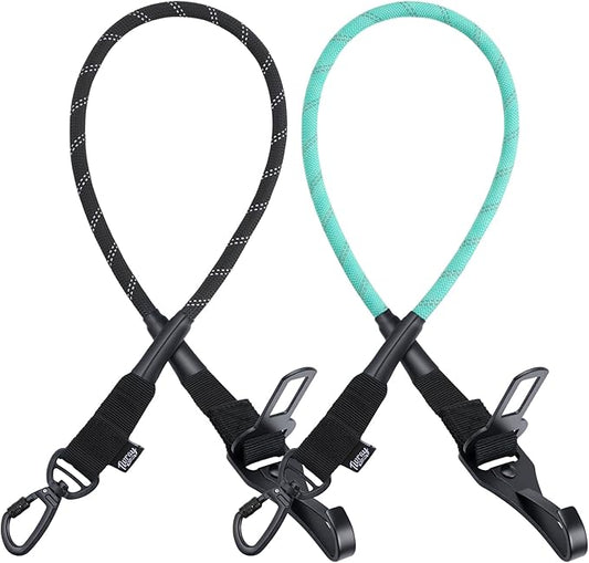 2Pcs Dog Seat Belt for Car, Universal Dog Car Seatbelt with Buckle and Hook Latch, 360° Rotatable Lockable Clasp, Reflective Safety Pet Harness for Vehicle, Pet Safety Restraint, Black + Cyan