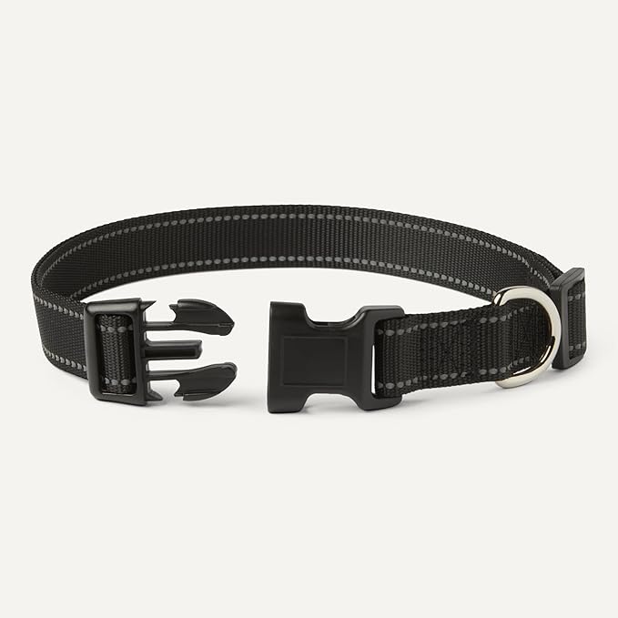 Amazon Basics Polyester Dog Collar L, Adjustable Length 18.5"-29.5", 1.4" W, Black