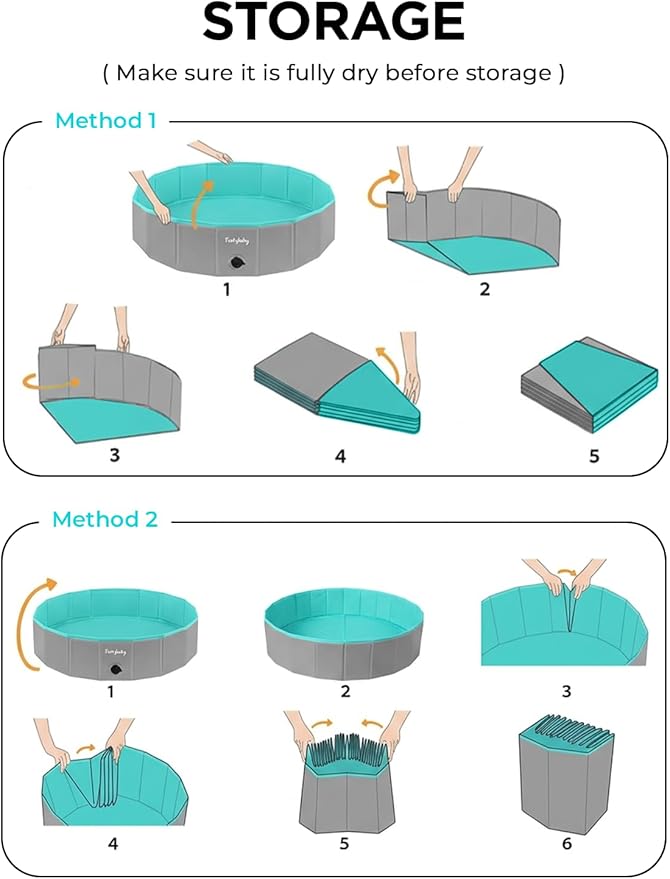 Foldable Dog Pool for Large Dogs, Hard Plastic Kiddie Pool for Dogs, 63" Collapsible Dog Pool with Rigid PP Core, Non-Slip PVC, Durable Pet Bath Tub for Indoor/Outdoor Backyard, Grey