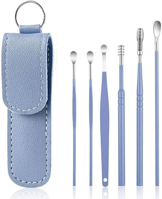 6 Pcs Ear Wax Removal Kit: Ear Cleaner Tools: Mini Portable Ear Scope with Stainless Steel 360° Spiral Ear Massage Cleaning Tool for Adults Kids - Ear Wax Remover with Storage Box