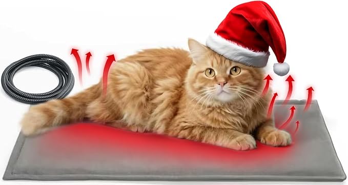 Cat Heating Pad for Bed Warming: Large Electric Heated Mat for Pets 30"x13.77" Self-Warming Heat Blanket for Small Dogs Kittens Animal Houses with Removable Washable Cover for Indoor Barn Use