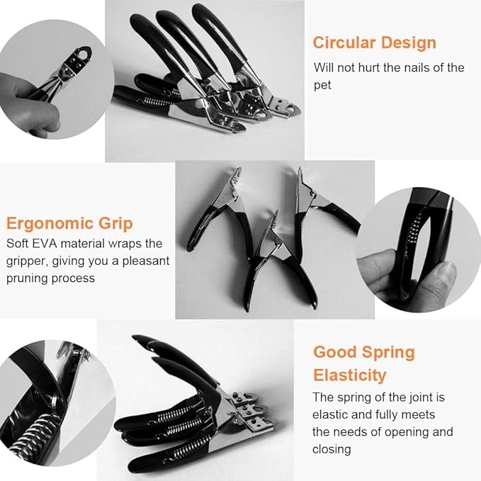 Dog Cat Nail Clippers, Stainless Steel Round Head Professional Dedicated Pet Claw Cutter Trimmer, Black